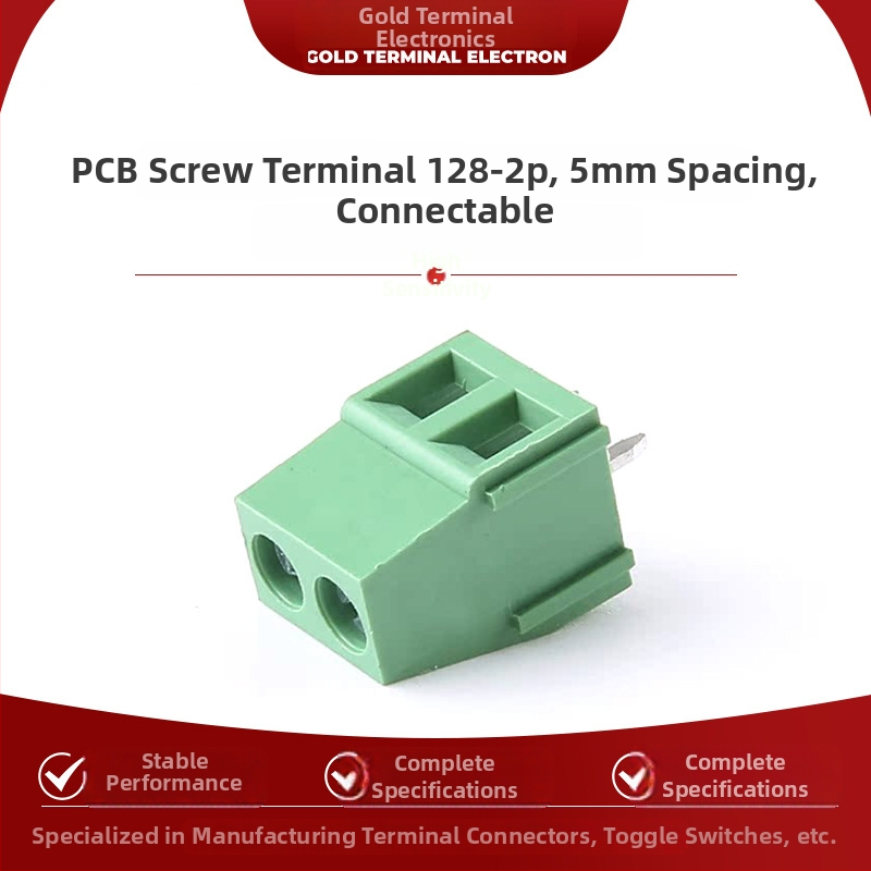 Terminal cu șurub PCB 128-2P, pas de 5 mm, conectabil