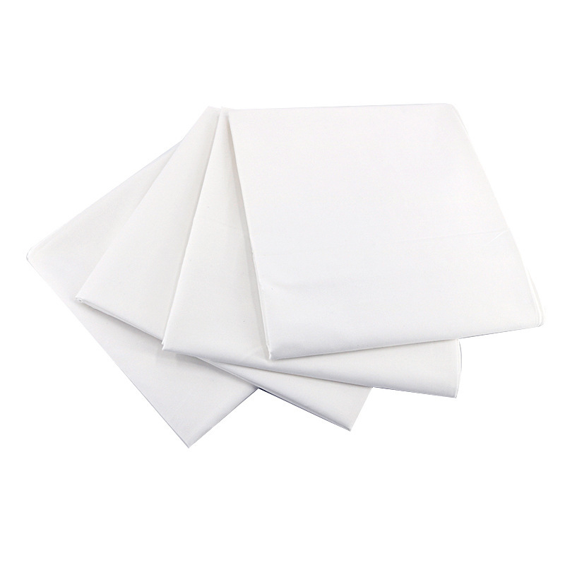 Cearșaf alb simplu pentru cămin studențesc, pat single, 120 × 230 cm, țesătură twill, poliester-bumbac, stil antrenament militar