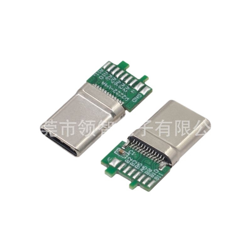 Conector USB Type-C, 24 pini, mufa masculină cu placă, 17 zone de lipire, USB 3.1, transfer de date la 10G