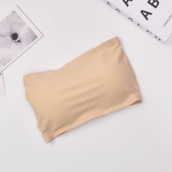 Top bustier din nylon, cu spate încrucișat, fără bretele, fără cusături, respirabil și confortabil
