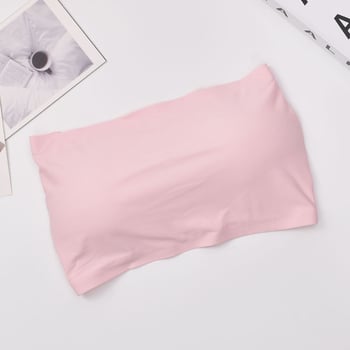 Top bustier din nylon, cu spate încrucișat, fără bretele, fără cusături, respirabil și confortabil