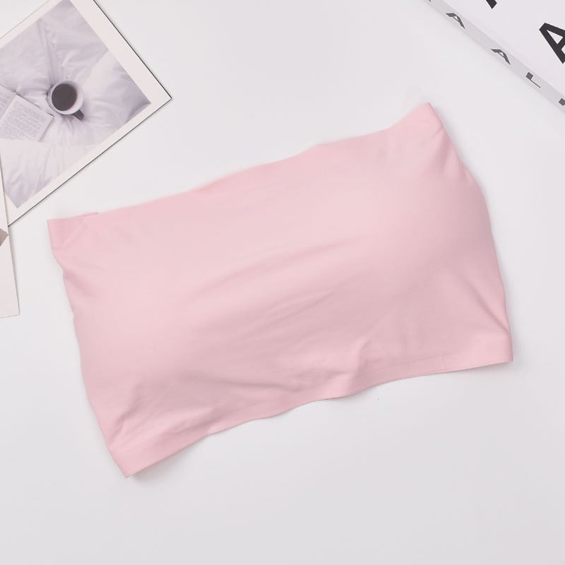 Top bustier din nylon, cu spate încrucișat, fără bretele, fără cusături, respirabil și confortabil