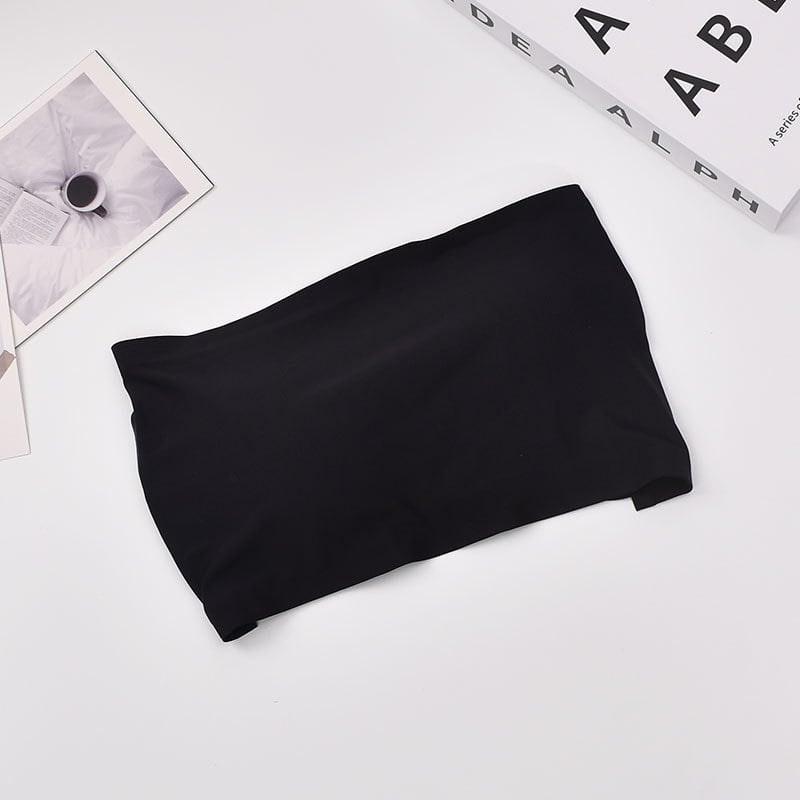 Top bustier din nylon, cu spate încrucișat, fără bretele, fără cusături, respirabil și confortabil