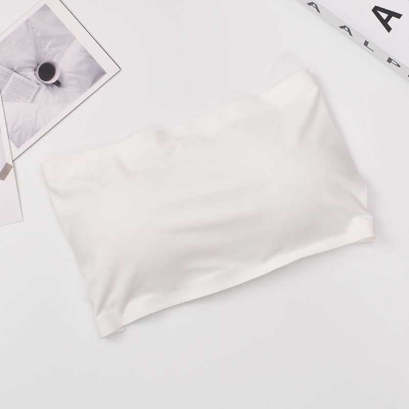 Top bustier din nylon, cu spate încrucișat, fără bretele, fără cusături, respirabil și confortabil
