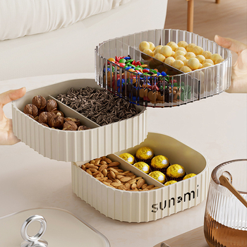 Tavă multi-etaj pentru fructe și nuci în nuanță crem, design nordic inspirat, stil retro de lux ușor, decorativă și practic pentru depozitare