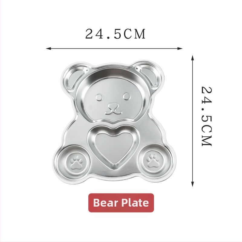 Farfurie pentru copii din oțel inox 304, design cu personaje animate, farfurie împărțită pentru cantina școlii, rezistentă la căderi