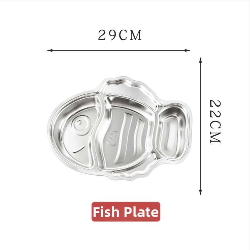 Farfurie pentru copii din oțel inox 304, design cu personaje animate, farfurie împărțită pentru cantina școlii, rezistentă la căderi