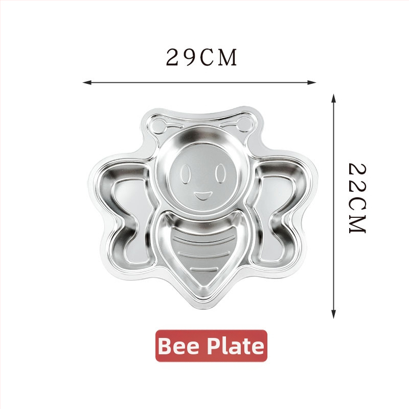 Farfurie pentru copii din oțel inox 304, design cu personaje animate, farfurie împărțită pentru cantina școlii, rezistentă la căderi