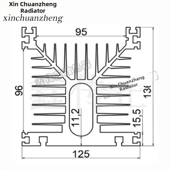 Chladič pre vysokovýkonnú elektroniku s hliníkovým profilom s rozmermi 125 × 135 × 200 mm a ventilátorom 120 × 120 mm