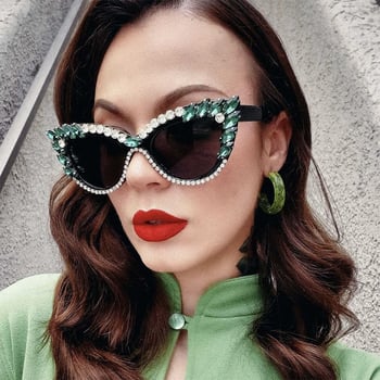 Ochelari de soare cu cristale Cat-eye, noi influenceri europeni și americani pentru moda din 2023, ochelari de soare hip-hop transfrontalieri