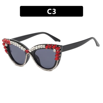 Ochelari de soare cu cristale Cat-eye, noi influenceri europeni și americani pentru moda din 2023, ochelari de soare hip-hop transfrontalieri