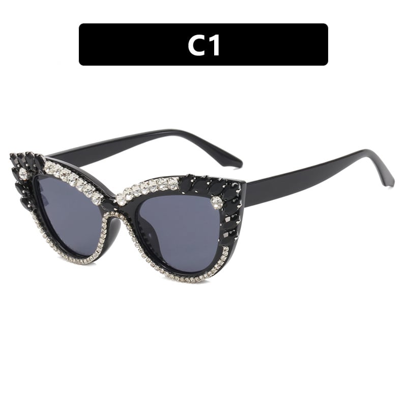 Ochelari de soare cu cristale Cat-eye, noi influenceri europeni și americani pentru moda din 2023, ochelari de soare hip-hop transfrontalieri