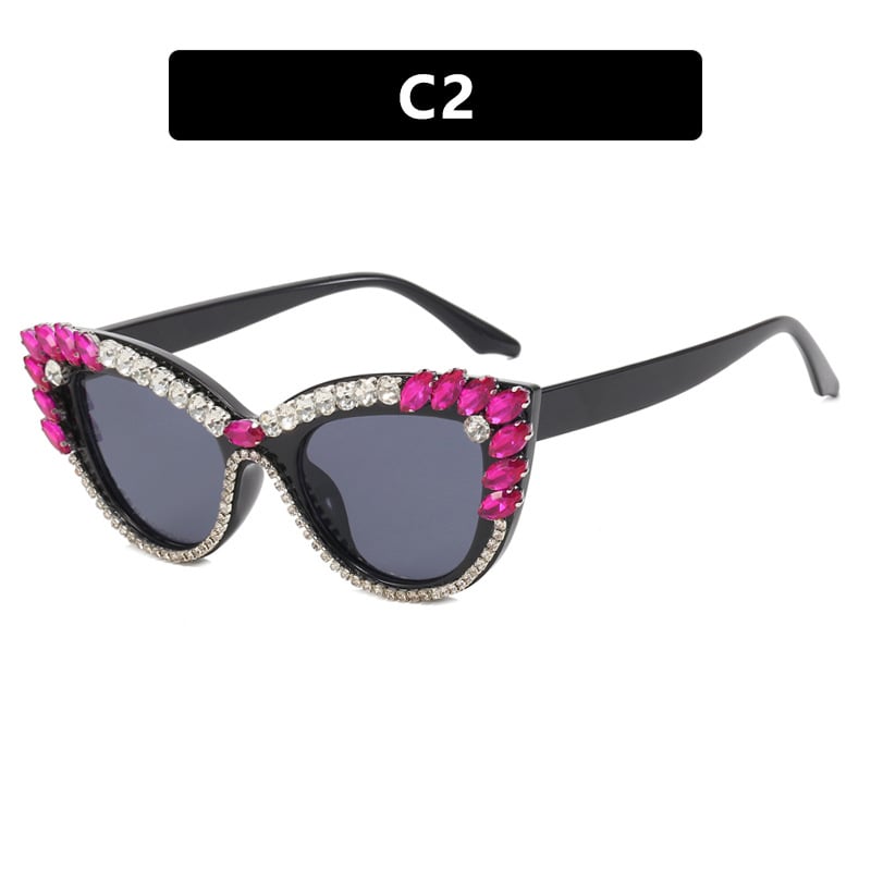 Ochelari de soare cu cristale Cat-eye, noi influenceri europeni și americani pentru moda din 2023, ochelari de soare hip-hop transfrontalieri