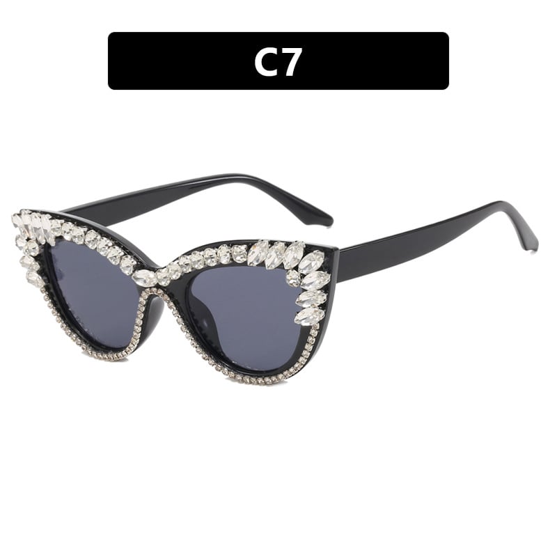 Ochelari de soare cu cristale Cat-eye, noi influenceri europeni și americani pentru moda din 2023, ochelari de soare hip-hop transfrontalieri