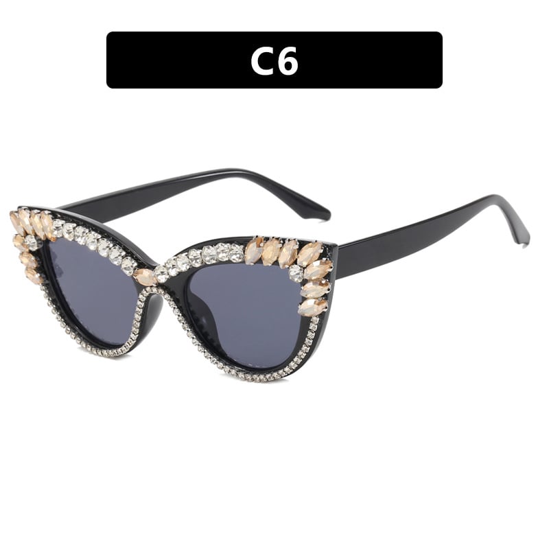 Ochelari de soare cu cristale Cat-eye, noi influenceri europeni și americani pentru moda din 2023, ochelari de soare hip-hop transfrontalieri