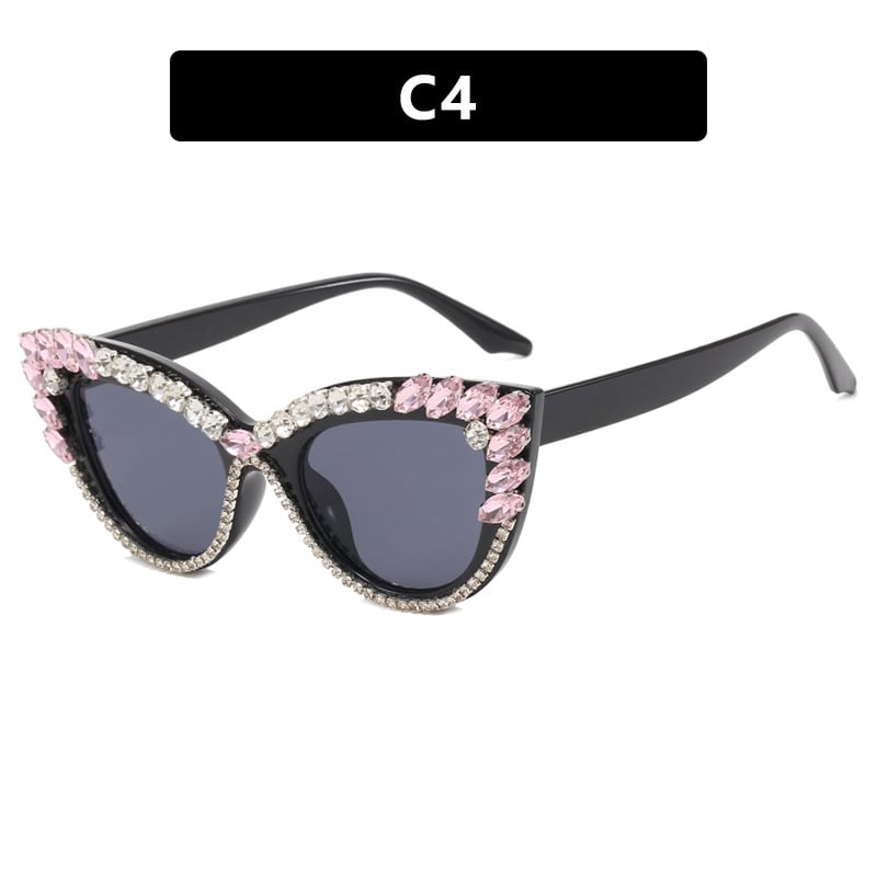 Ochelari de soare cu cristale Cat-eye, noi influenceri europeni și americani pentru moda din 2023, ochelari de soare hip-hop transfrontalieri
