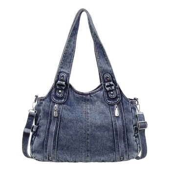 Geantă Tote din denim pentru femei, stil retro, premium, cu capacitate mare, pentru utilizare zilnică, model 2026