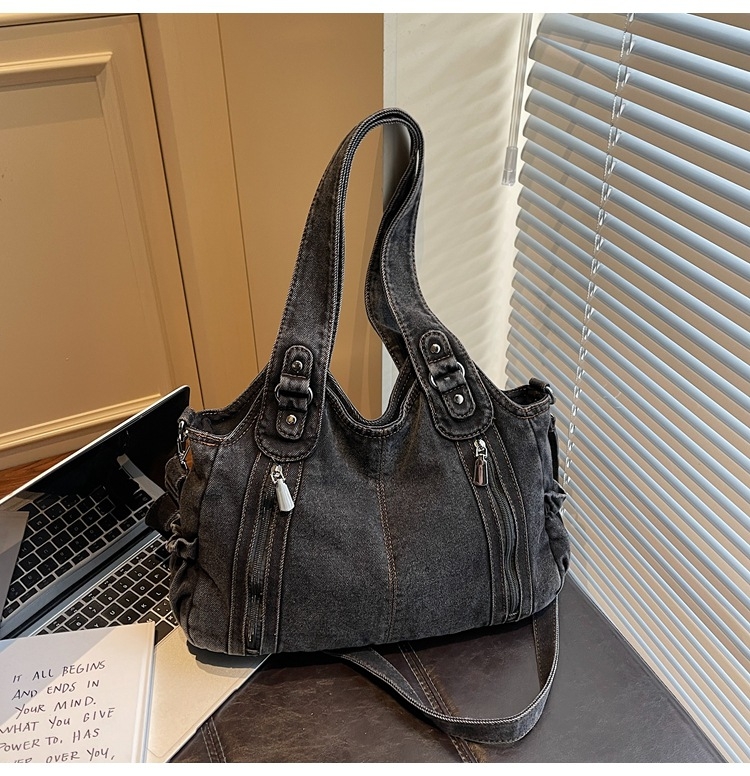 Geantă Tote din denim pentru femei, stil retro, premium, cu capacitate mare, pentru utilizare zilnică, model 2026