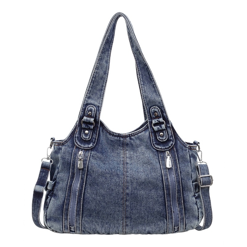 Geantă Tote din denim pentru femei, stil retro, premium, cu capacitate mare, pentru utilizare zilnică, model 2026