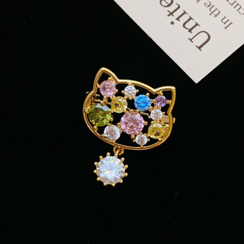 Stil coreean, broșă drăguță colorată în formă de pisicuță și corsage, pentru bărbați și femei, guler elegant, accesoriu pentru pălărie