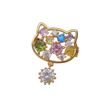 Stil coreean, broșă drăguță colorată în formă de pisicuță și corsage, pentru bărbați și femei, guler elegant, accesoriu pentru pălărie