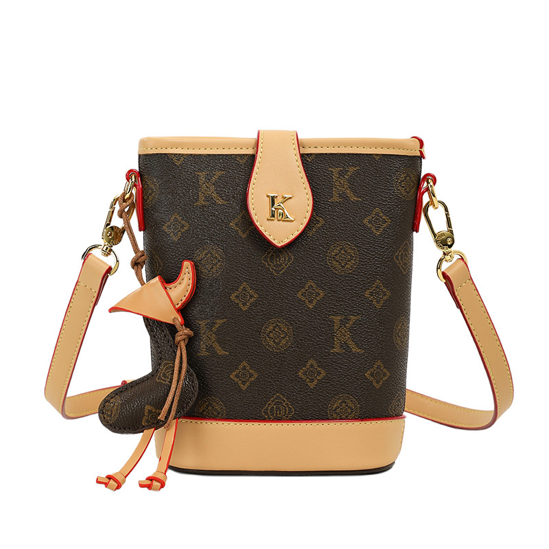 Geantă bucket monogram pentru femei, mică, model nou primăvara 2026, poșetă crossbody pe umăr