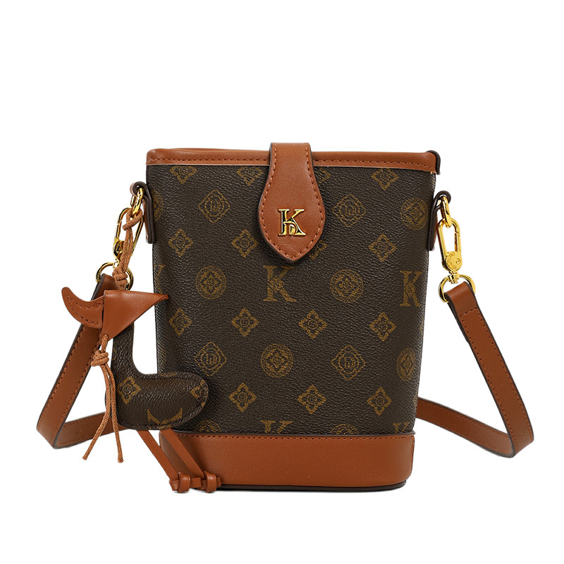 Geantă bucket monogram pentru femei, mică, model nou primăvara 2026, poșetă crossbody pe umăr
