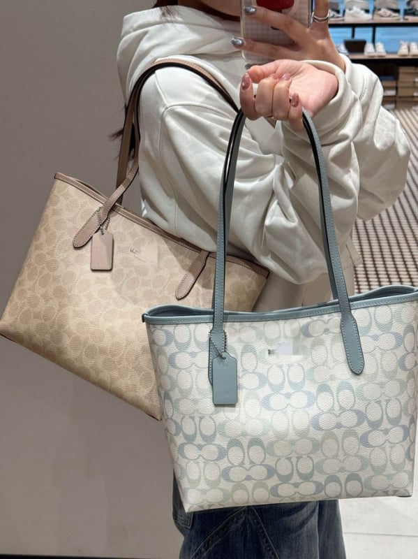 City26 Tote Bag, Ediție Limitată, Model Floral gradient, Geantă de cumpărături cu capacitate mare, Poate fi purtată în mână sau pe umăr