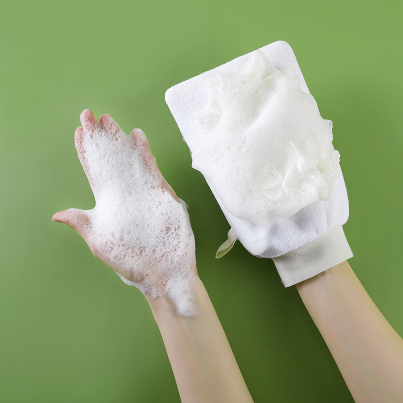 Mănușă de baie pentru copii, cu floare desen animat, față dublă și prosop de exfoliere