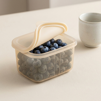 Cutie din silicon de calitate alimentară, etanșă, pentru refrigerare, compatibilă cu cuptorul cu microunde, pătrată, compartiment unic.