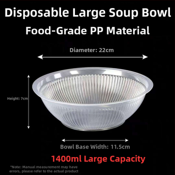 Castron de unică folosință pentru ice powder, vas din plastic gros pentru livrare cu capac, 1400 ml
