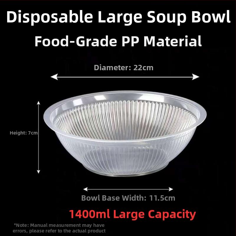 Castron de unică folosință pentru ice powder, vas din plastic gros pentru livrare cu capac, 1400 ml