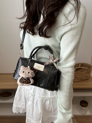 Geantă mică de umăr din PU pentru femei, stil retro Boston, formă de pernă, crossbody versatil