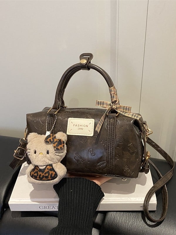 Geantă mică de umăr din PU pentru femei, stil retro Boston, formă de pernă, crossbody versatil