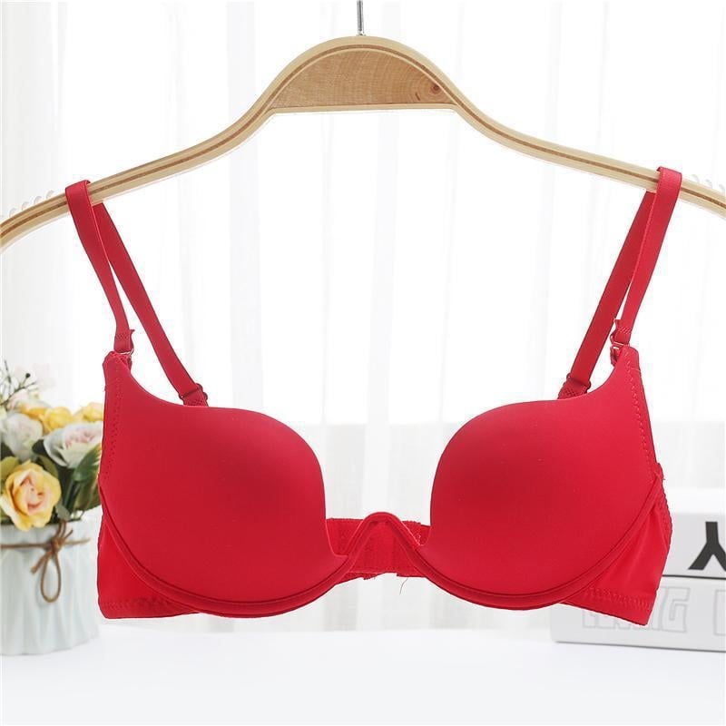 Sutien push-up invizibil lucios pentru bust mic, formă U, decolteu adânc în V, spate gol, lenjerie pentru rochia de mireasă
