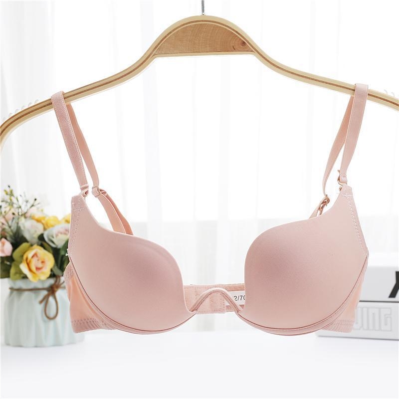 Sutien push-up invizibil lucios pentru bust mic, formă U, decolteu adânc în V, spate gol, lenjerie pentru rochia de mireasă