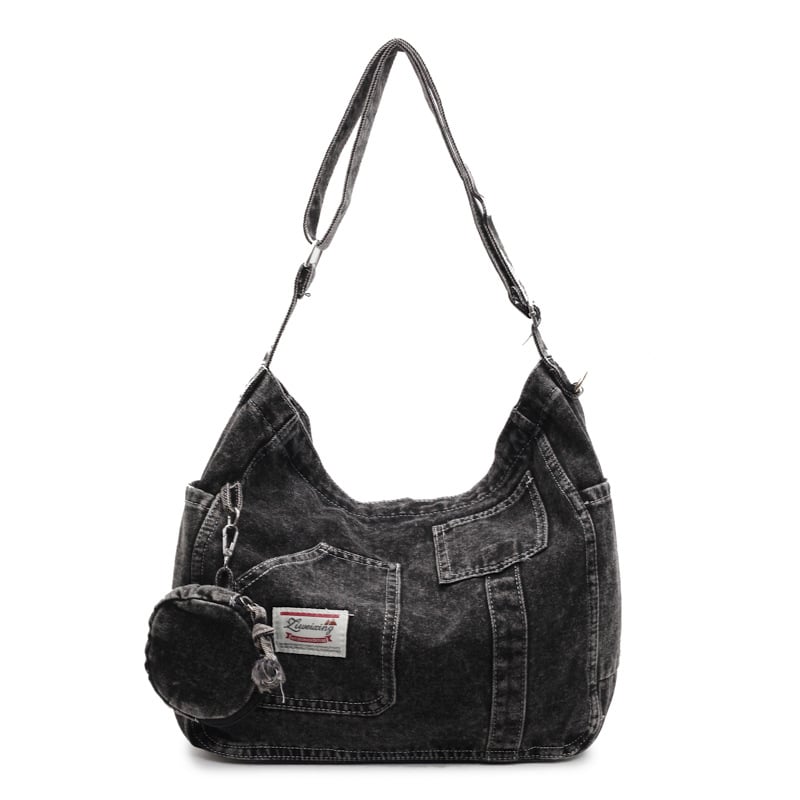 Geantă tote din denim, capacitate mare, primăvara 2025, casual pentru femei pe umăr