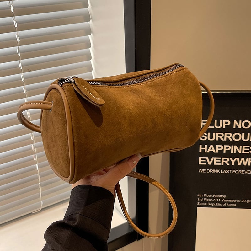 Geantă Boston pentru femei, cilindru mat, crossbody, toamnă-iarnă 2023, design nou de nișă