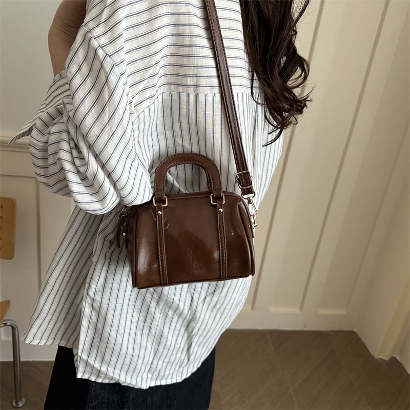 Geantă Boston pentru femei, mică, pătrată, PU, stil retro, pentru umăr sau crossbody
