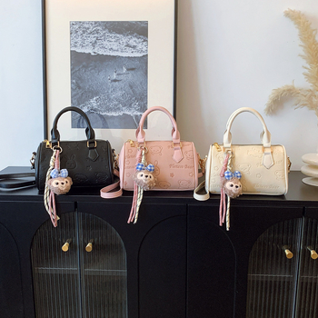 Geantă Boston în stil coreean pentru femei, vara 2025, geantă crossbody mică din PU, design simplu și modern