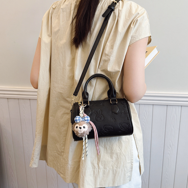 Geantă Boston în stil coreean pentru femei, vara 2025, geantă crossbody mică din PU, design simplu și modern
