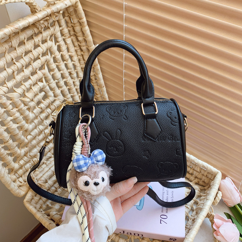 Geantă Boston în stil coreean pentru femei, vara 2025, geantă crossbody mică din PU, design simplu și modern