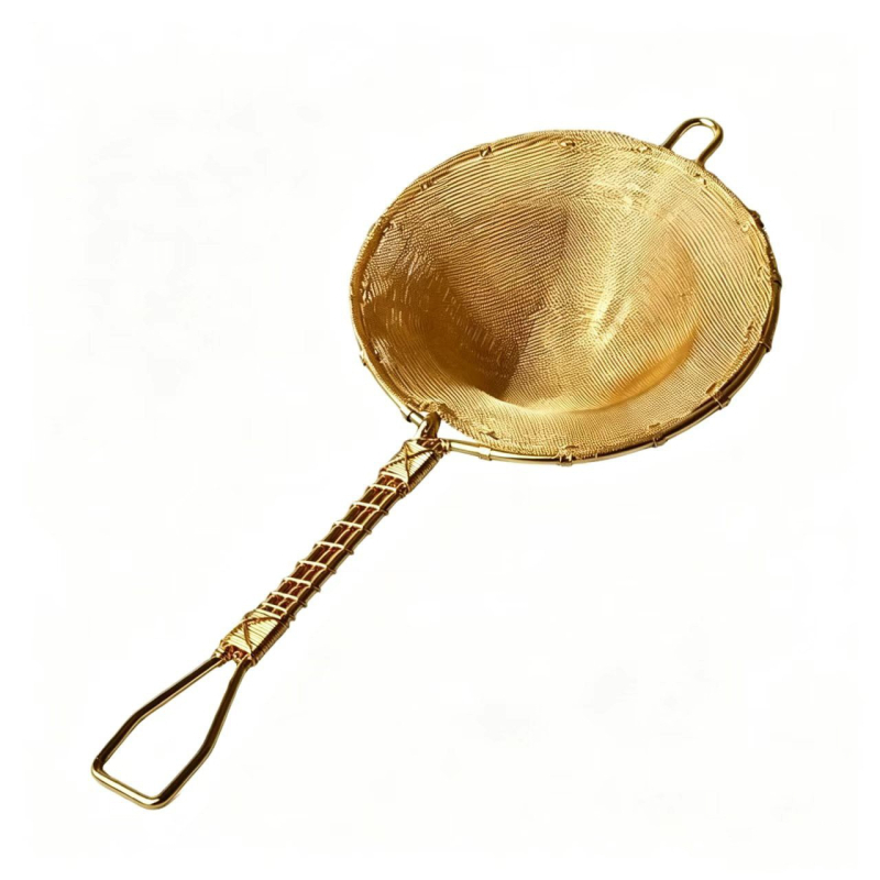 Filtru de ceai în stil japonez din cupru pur, plasă țesută manual din aur, accesorii pentru set de ceai placate cu argint, filtru pentru frunze de ceai și separator