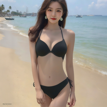 Set de bikini sexy pentru femei, cu arc subțire și bureți, top triunghiular push-up și slip cu trei șire, costum de baie din două piese