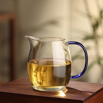 Set de ceai din sticlă borosilicat cu mâner colorat, ceșuță de ceai uniformă și recipient pentru ceai, rezistent la temperaturi înalte și foarte transparent
