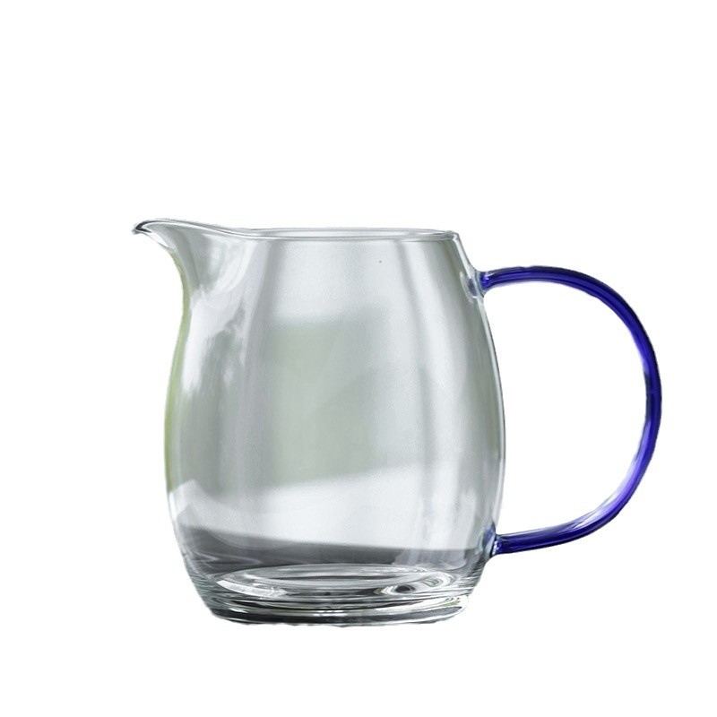 Set de ceai din sticlă borosilicat cu mâner colorat, ceșuță de ceai uniformă și recipient pentru ceai, rezistent la temperaturi înalte și foarte transparent