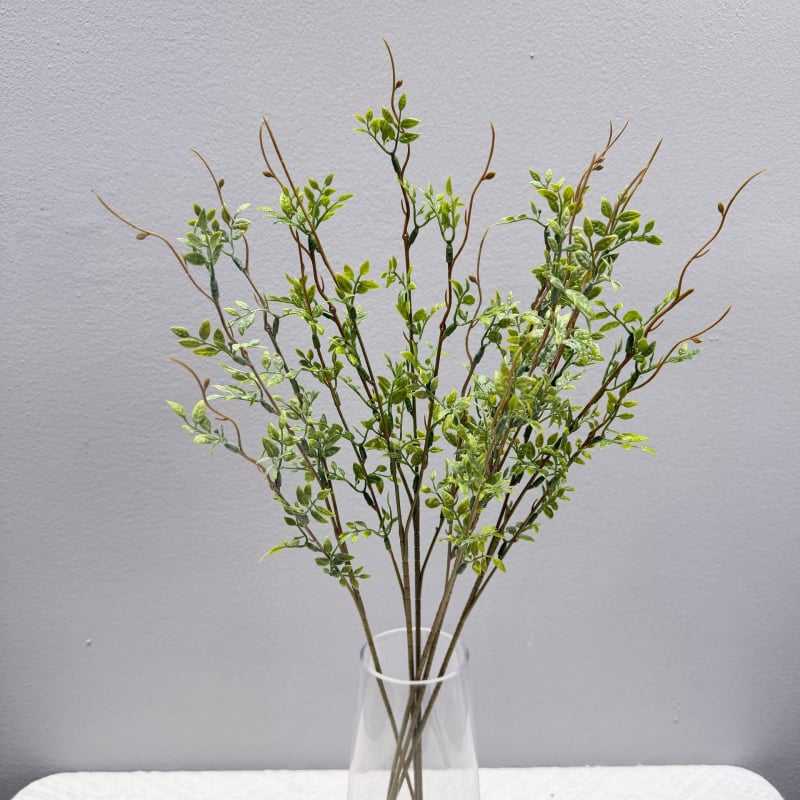 Buchet de plante verzi artificiale, ramură unică cu vază, decor pentru sufragerie, stil Wabi-Sabi