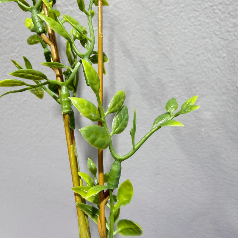 Buchet de plante verzi artificiale, ramură unică cu vază, decor pentru sufragerie, stil Wabi-Sabi