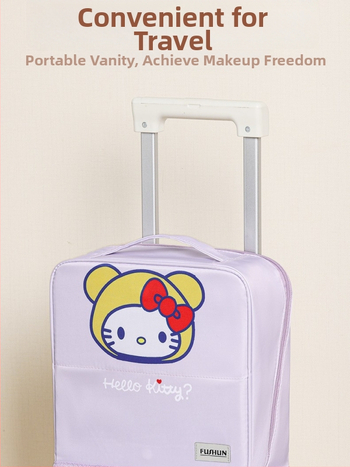 Roztomilá kozmetická taštička s mačacím vzorom so stojacim dizajnom, veľká kapacita, prenosná na cesty a na cesty, úložný priestor na štetce na make-up