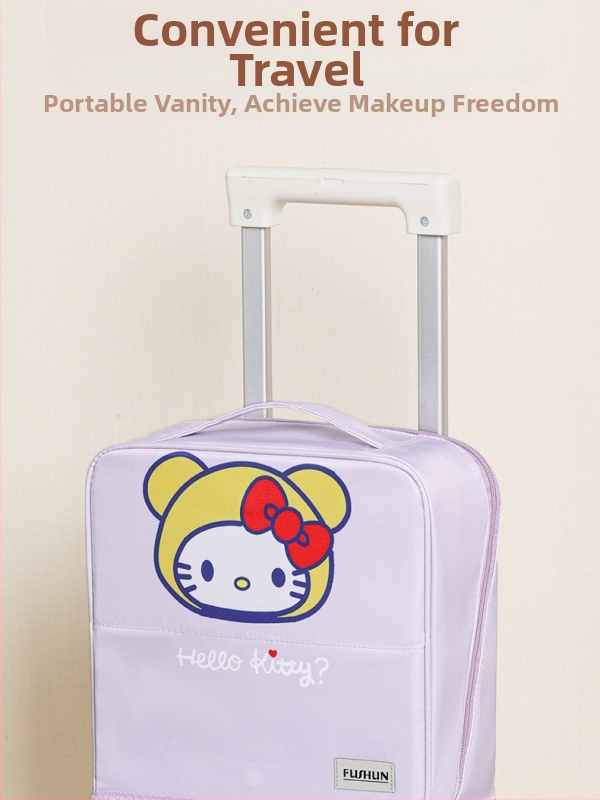 Roztomilá kozmetická taštička s mačacím vzorom so stojacim dizajnom, veľká kapacita, prenosná na cesty a na cesty, úložný priestor na štetce na make-up